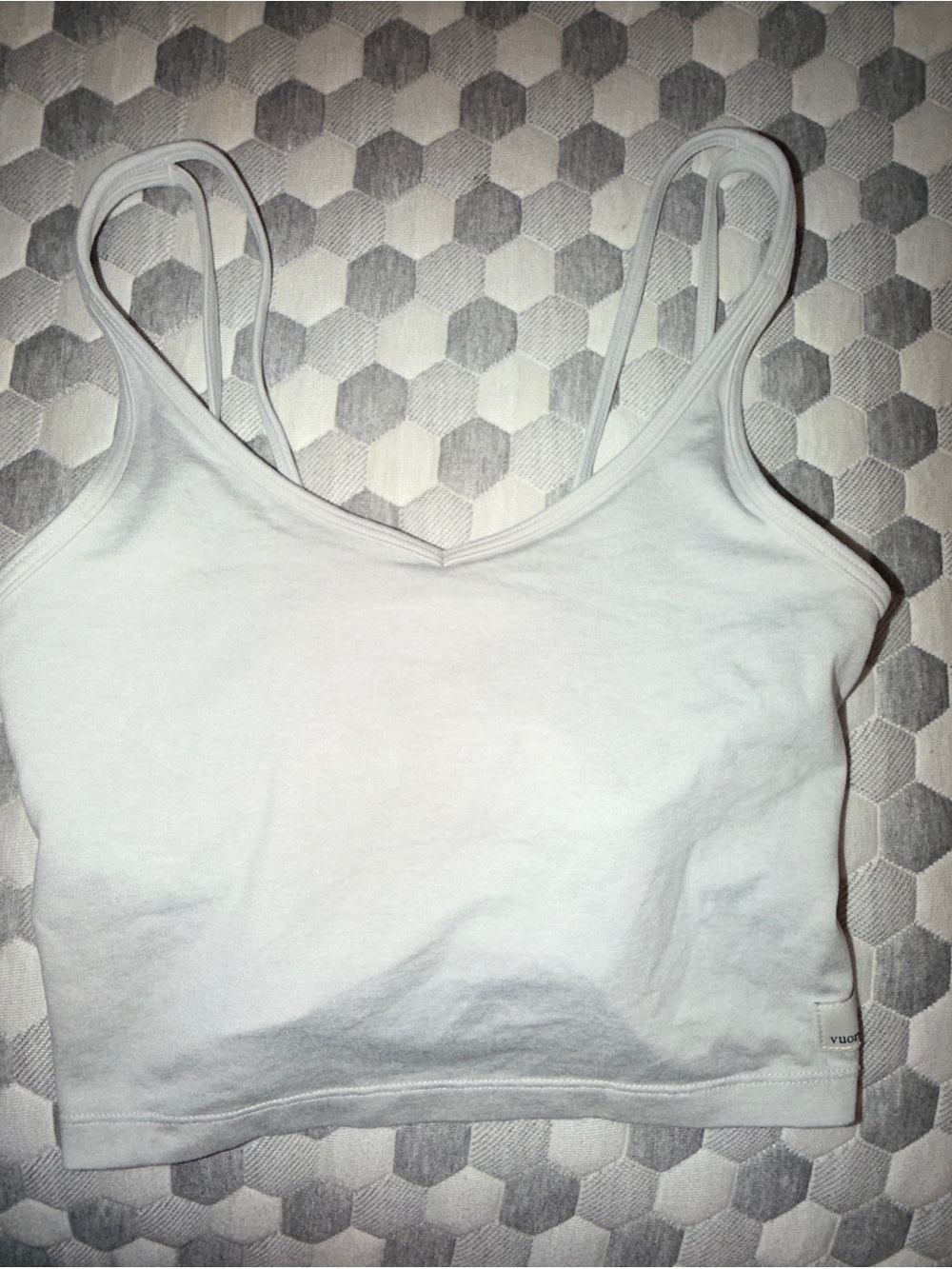 Vuori Light Gray V-Neck Crop Tank